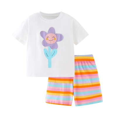 Sommer Kinder Mädchen T-Shirt Top und Shorts Kleinkind Blume Outfits Set Kleidung