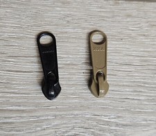 YKK 5 Coyote Brown Tan Black Reverse Zipper Pulls Sliders Made in USA Long Tab