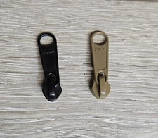 YKK #5 Coyote Brown Tan Black Reverse Zipper Pulls Sliders Made in USA Long Tab