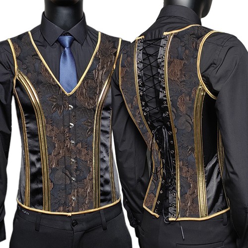Corset Vest Medieval Dress Waistcoat Lace Up Bones Tight Tops Wedding Stage - Picture 9 of 21
