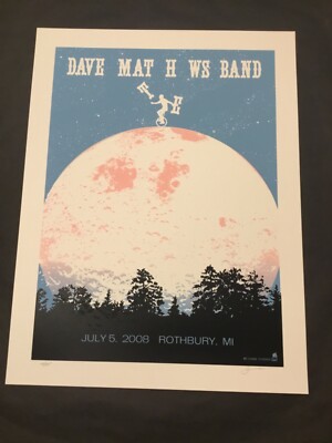 Ultra Rare Dave Matthews Band Poster Rothbury Moon 2008 MINT