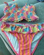 NWT New Betsey Johnson Girls Bathing Swimsuit UPF Sz 14