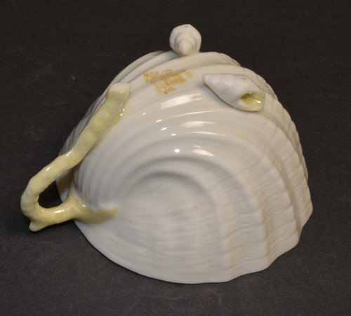 BELLEEK Fine Parian China 7th Mark Ireland NEPTUNE YELLOW Footed Cup Shell Feet - Picture 3 of 4