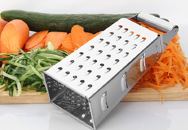 4Sided Blades Food Grater Stainless Steel Cheese & Vegetable Garlic