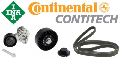 ContiTech Belt 6PK1990 w/INA OE Tensioner 11288624196 + Pulley 11287535860 Set