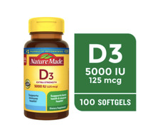 Nature Made Extra Strength Vitamin D3 5000 IU 125 mcg Softgels,100 count