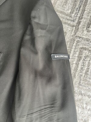 Auth.Balenciaga Men's Black Oversize Shoulder-pads Wool JACKET Sz