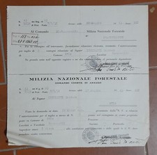 Vecchio documento Fascismo WWII Milizia Nazionale Forestale Pratovecchio 1943