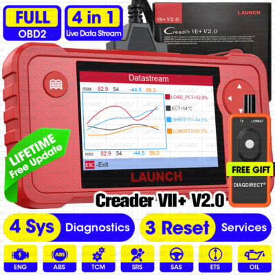 2024 LAUNCH X431 Creader VII+ OBD2 Diagnostic Scanner ABS SRS Fault Code Reader