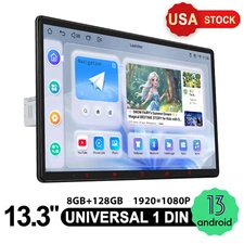 USA 13.3" 1920*1080P Ultra-SlimTouch Screen Head Unit Android 13 Universal 1DIN