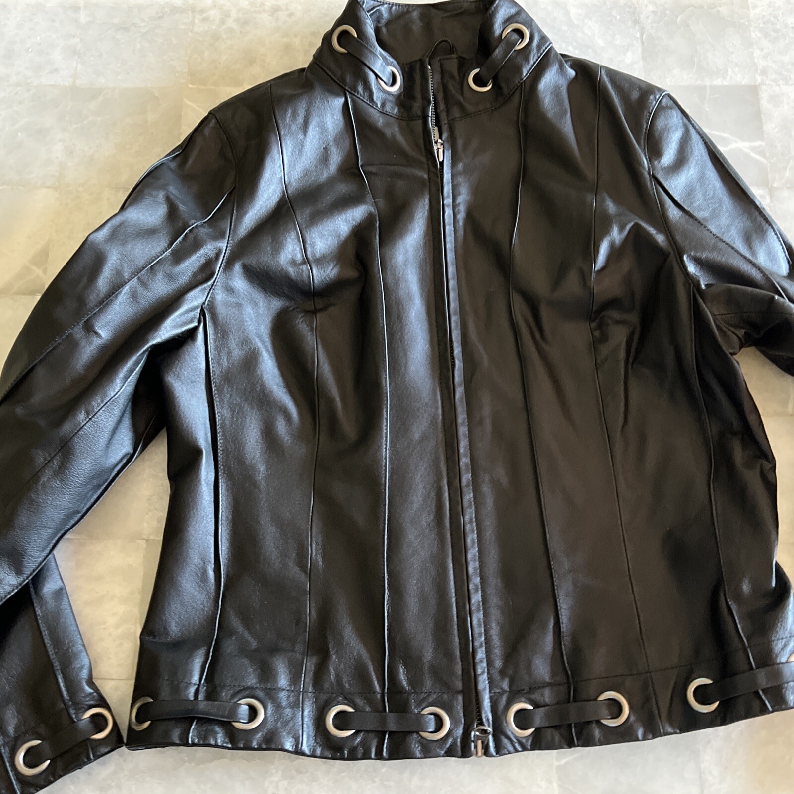 Spanner  Leather   Biker Jacket Full Zip Women's … - image 6