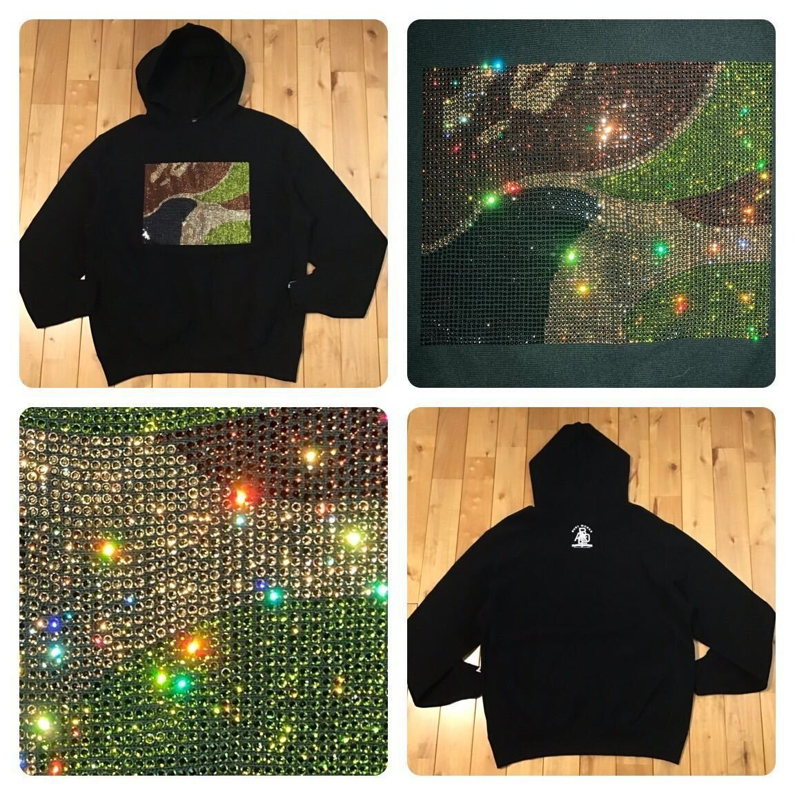 2006 Swarovski BAPE camo pullover hoodie a bathing ape NIGO Black