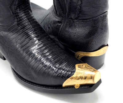 WESTERN COWBOY BOOT TIP Pair - Gold Finish Engraved Tips  display picture 1