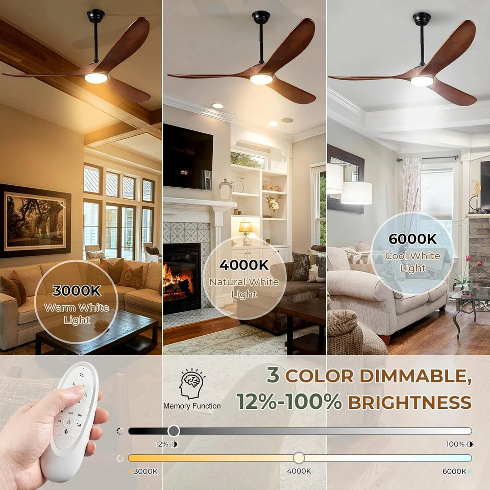 72" Ceiling Fans with Lights and Remote Control, Outdoor Ceiling Fan with Lights - Image 3 of 4