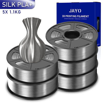 JAYO 5KG SILK PLA+ Gray 1.75mm 3D Printer Filament Metallic Shine Non-brittle