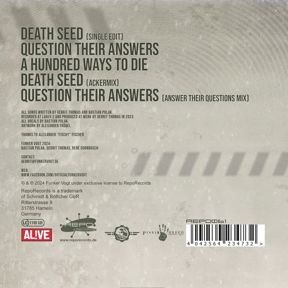 FUNKER VOGT Death Seed EP LIMITED CD Digipack 2024 - Bild 2 von 2