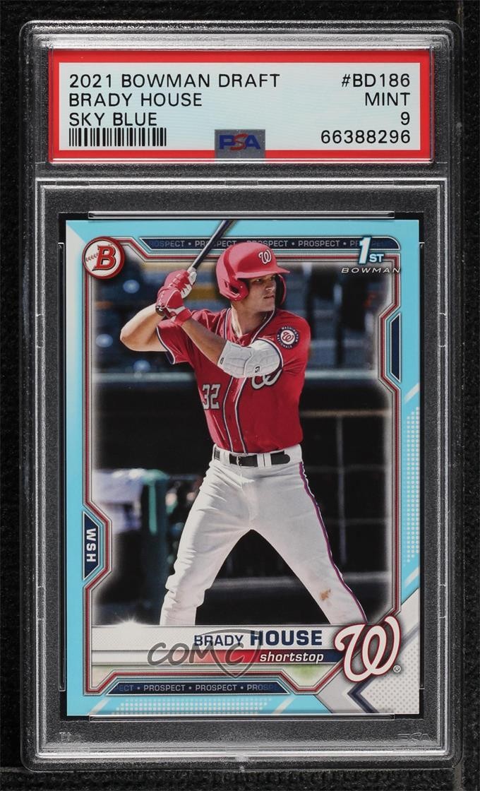 2021 Bowman Draft Sky Blue 237/499 Brady House #BD-186 PSA 9 MINT 0i5v