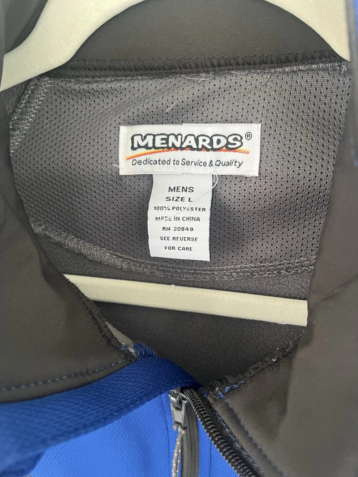 Menards Store Employee Work Uniform Jacket MENS Blue Black Full Zip SIZE Large image 3