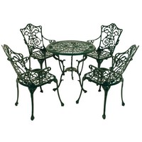 Bistro-Set 5-Teilig Metall Aluguss GartenmöBel Balkon Sitzgruppe Gartengarnitur