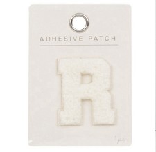 NEW White R Alphabet Varsity Letter Patch Letterman Jacket Adhesive 2 X 2.5 in