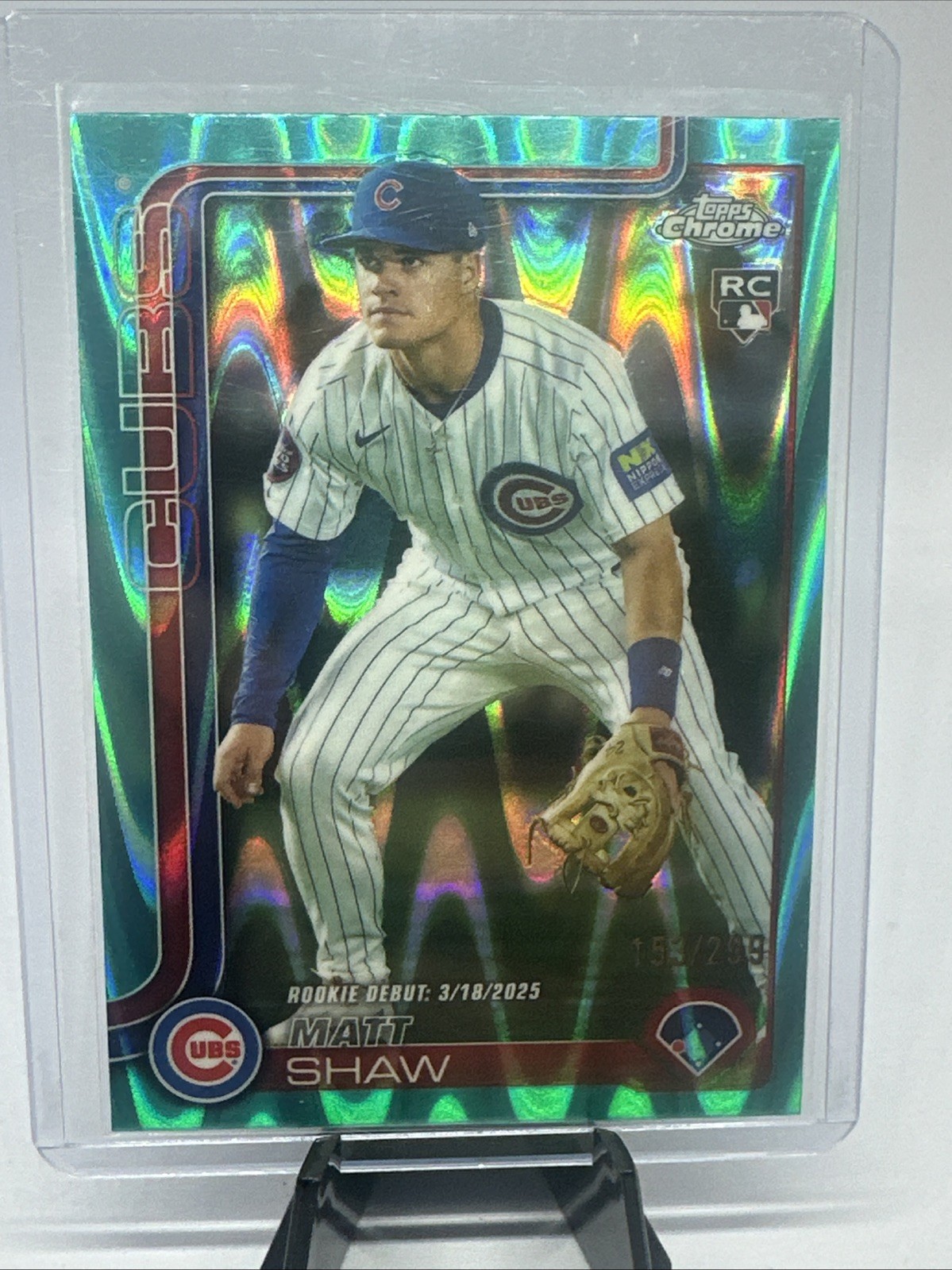 2025 Topps Chrome - Matt Shaw #219 Aqua Raywave Refractor /199 (RC)