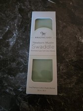 Amazing Baby Newborn Muslin Swaddle Blanket Green 36x36 Cotton Soft Baby Boy