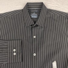 Van Heusen Studio Dress Shirt Mens Medium Dark Gray w/Stripes Slim Fit NWT