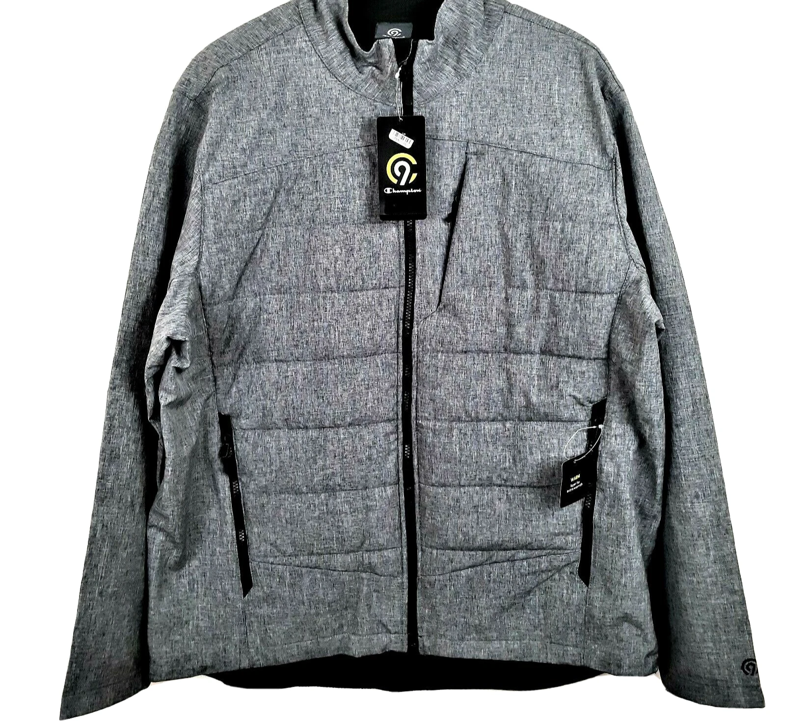 Champion Puffer Jacket Men's Size XL Lightweight Zip Pockets Charcoal Gray New