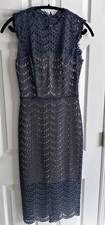 Alberto Makali Sheer Sheath Dress Navy Blue Size Small