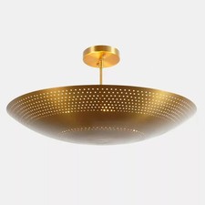 6 Light Elegant Ceiling Flush Mount light Pendant Mid Century Modern Raw Brass