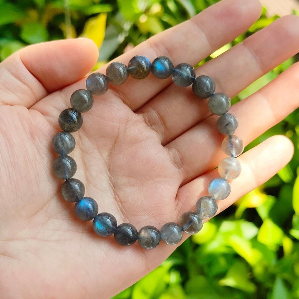 Labradorite 8mm Beads Natural Healing Reiki Gemstone Crystal Stretch Bracelet - Image 3 of 3