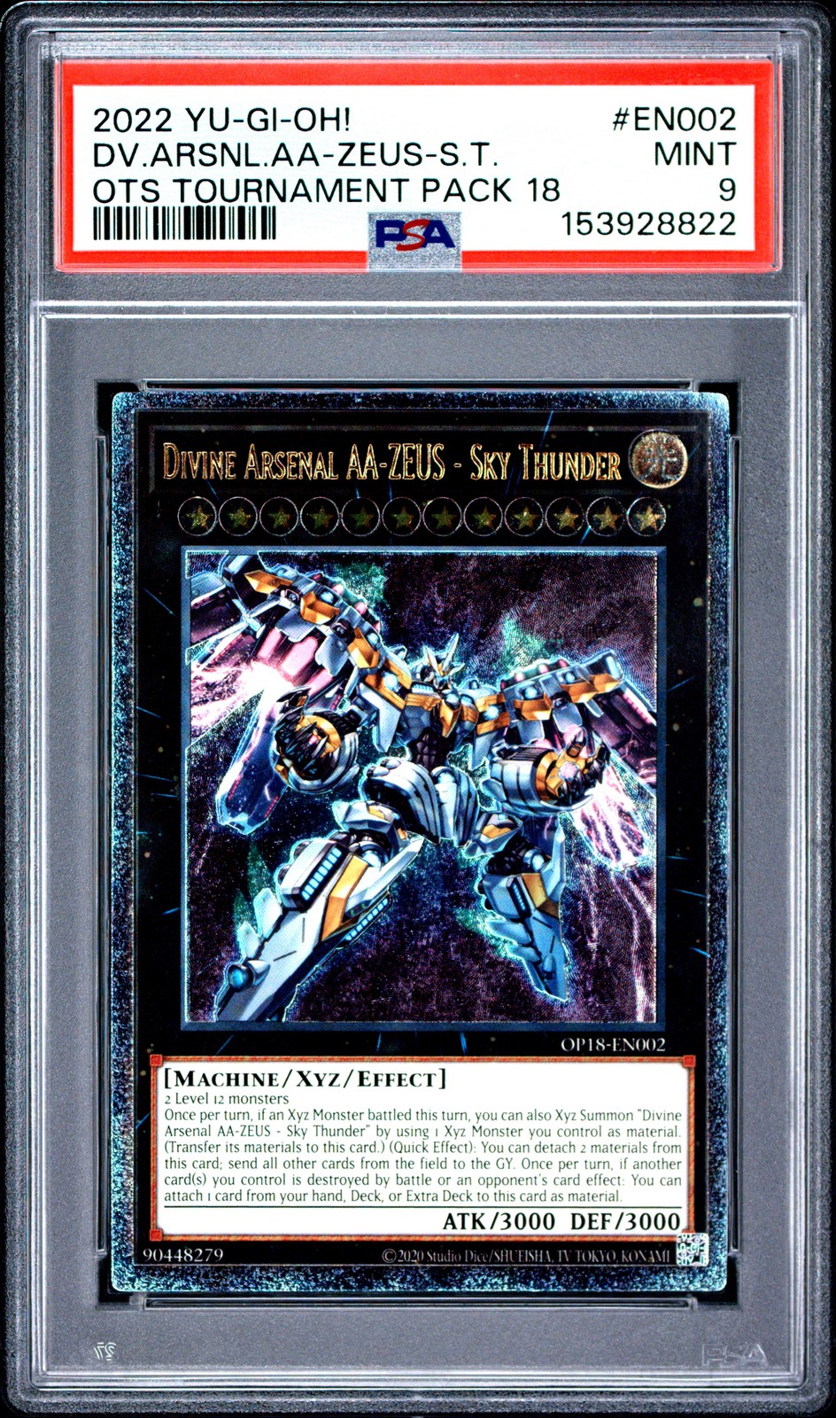 2022 YU-GI-OH! OTS TOURNAMENT PACK 18 DIVINE ARSENAL AA-ZEUS - SKY THUNDER PSA 9