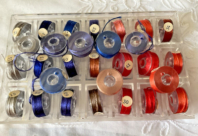 Needlework Fibers Threads Lot of 29 Asst Colors Silks Buttonhole Spool New Used