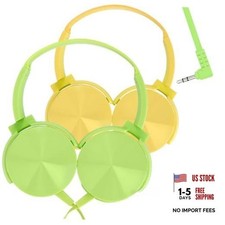 Kids Headphones for School Classroom K-12, Swivel Foldable, 2 Pack Green Yellow