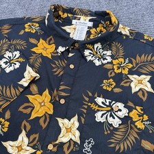 Disney Parks Hibiscus Floral Hawaiian Shirt Men's Sz XL Hidden Mickey Tiki Aloha