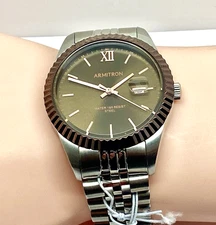 Armitron Men's Watch 20-5521SV Quartz WR50m Date Brown Tone 40mm NEW BATTERY