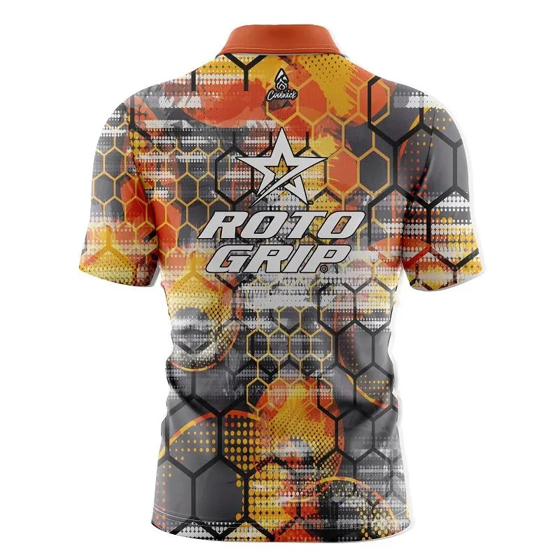 Roto Grip Fire Honeycomb Quick Ship CoolWick Sash Zip Bowling Jersey