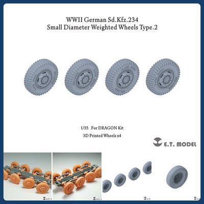 ETModel 1/35 Sd.Kfz.234 Small Diam Weighted Type2 3D Print Wheels for Dragon Kit