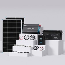 Renogy 400W 12V Solar Panel Kit with 200AH LiFePO4 Battery for Off-grid Caravan