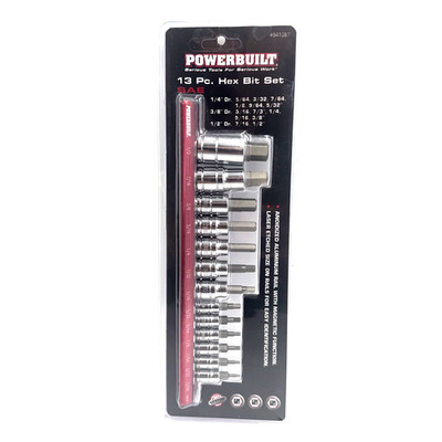 Powerbuilt SAE Hex Bit Set 941087 with Red Rail