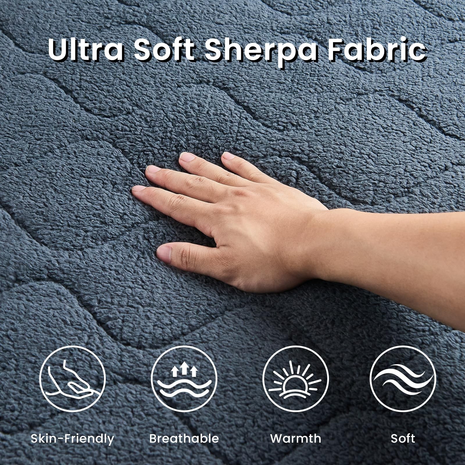 Queen Size Heated Mattress Pad Sherpa Electric Mattress Pads Electric Bed War...