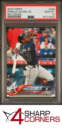 2018 TOPPS #698 RONALD ACUNA JR. RC BRAVES BAT DOWN PSA 10