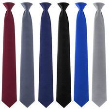 Haysandy 6 Pcs Clip on Ties for Men Solid Color Men's One Size, Dark Colors