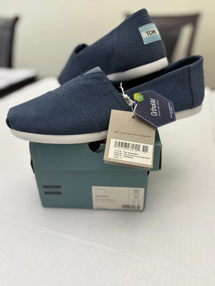 Zapatos sin cordones Toms Alpargata para hombre talla 11 azul pizarra Repreve Our Ocean tejidos nuevos con etiquetas Foto 2 de 4