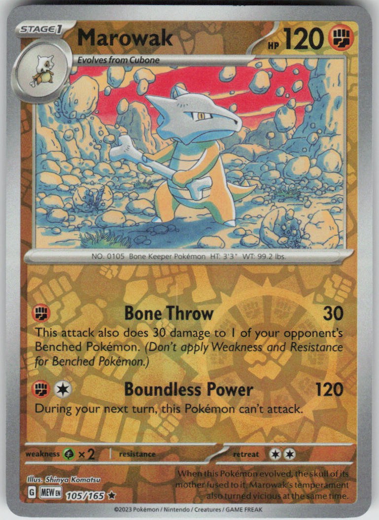 Pokemon Marowak Rare SV: Scarlet & Violet 151 105/165 NM