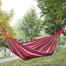 Enkeeo 2-Person Double Cotton Hammock – Camping Backpacking – With Straps
