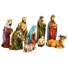 Kurt S. Adler 8" Resin Table Piece Nativity Set (Set of 9), 9,Nativity Items