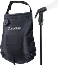 Portable Shower for Camping with 5-Gallon Solar Shower Bag,Temperature Gauge & D