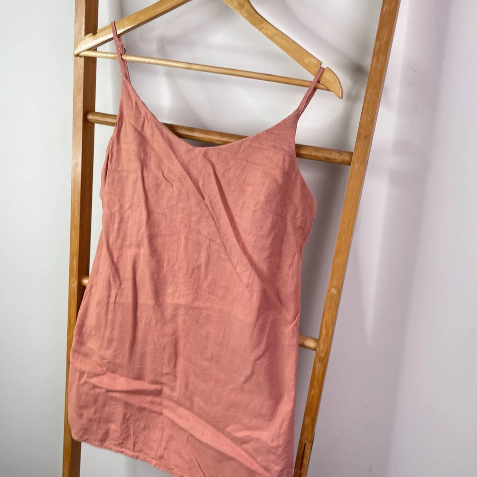 Billabong Tank Top Womens Small Orange Linen Blend Camisole Sleeveless V-Neck - Image 3 of 4