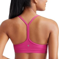 CRZ YOGA Butterluxe Sports Bra Size M Low Impact Y-Back Padded Pink Yoga Bra